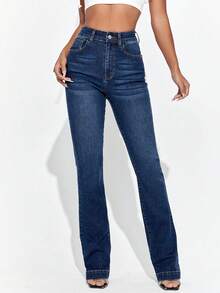 Selenza High Waist Flare Leg Jeans - Dark Wash - View 4