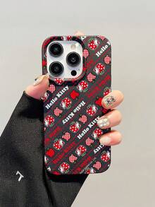 HELLO KITTY AND FRIENDS | SHEIN Hello Kitty 全角色與反派彩色貼紙拼貼印花皮革手機殼 防震防摔 全包覆保護殼 適用 iPhone 17 Pro Max 16 15 14 13 12 Pro Max Plus Y2K 復古美學 可愛少女風 Ins 高顏值手機殼 - 彩色 - 查看 4