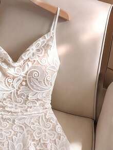 SHEIN Clasi Spring And Summer New Fashionable And Casual Lace Printed Halter Dress - Multicolor - View 6
