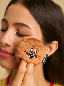 TOM & JERRY X SHEIN Cartoon Cat & Mouse Plush Powder Puff, Fluffy Makeup Puff For Loose Powder, Setting Powder & Compact Powder, Gentle On Skin, Ideal For Daily Makeup & Travel - Brown - View 4