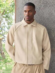 ESTAVOR Men's Boxy Casual Turndown Collar Long Sleeve Jacket, Suitable For Autumn/Winter - Khaki - View 2