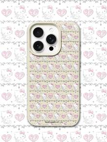 HELLO KITTY AND FRIENDS | SHEIN Hello Kitty 全角色與反派彩色貼紙拼貼印花皮革手機殼 防震防摔 全包覆保護殼 適用 iPhone 17 Pro Max 16 15 14 13 12 Pro Max Plus Y2K 復古美學 可愛少女風 Ins 高顏值手機殼 - 彩色 - 查看 2
