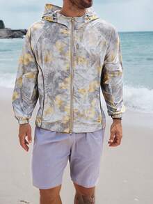 DAZY Summer Multi-Color All-Over Floral Print Hooded Outdoor Men's Jacket - Multicolor - View 1
