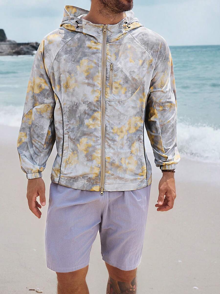 DAZY Summer Multi-Color All-Over Floral Print Hooded Outdoor Men's Jacket - Multicolor - View 1