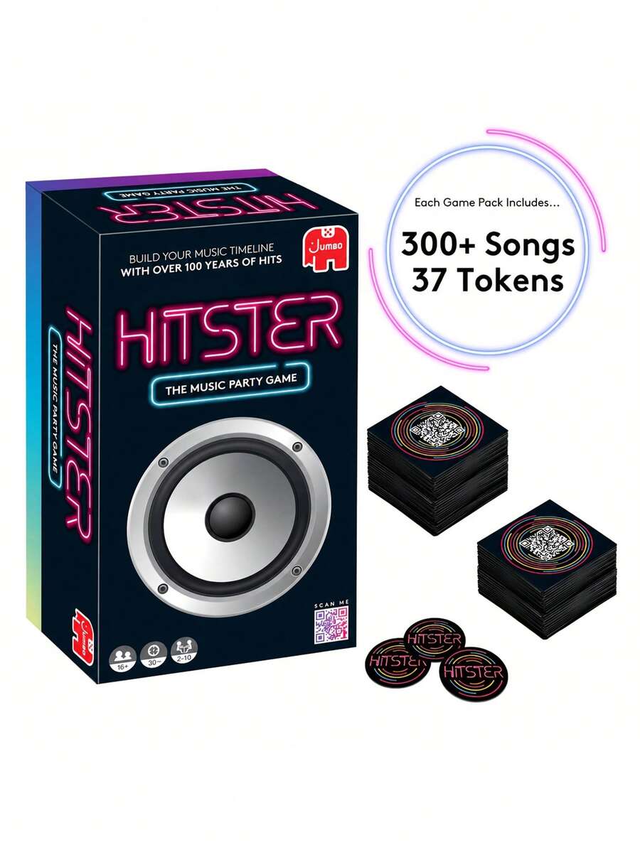 MINKOJA Hitster Music Party Board Game | Scan QR Code To Play Over 300 Classic Hit Songs Spanning 100+Years Of Global Music Hits, Build Music Timeline Release Year, 30-Minute Fast-Paced Interactive Entertainment - Multicolor - View 1