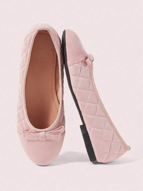 CUCCOO DOLLMOD Women's Shoes, Pink, Color Matching Bow Round Toe Flat Heel French Suede Ballet Shoes Daily Commute Dating