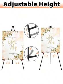 1 buah Penyangga Pajangan Lipat, Penyangga Tripod Portabel, Penyangga Logam yang Dapat Diatur Warna Putih/Hitam, Cocok untuk Papan Tanda Pernikahan, Poster, Lukisan, Iklan Upacara, Perlengkapan Sekolah, Pajangan Spanduk Ulang Tahun - Beraneka warna - View 6