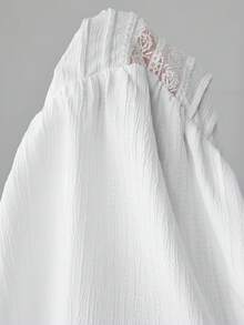 SHEIN Maternity Summer Casual Elegant Normal Solid Color Lace Patchwork Blouse Babyshower Allover White - White - View 7
