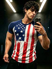 Gym Rark Men's Sports T-Shirt, Short Sleeve Slim Fit, Running Workout, Outdoor Casual, Gym - Multicolor - View 2