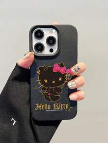 HELLO KITTY AND FRIENDS | SHEIN Hello Kitty 全角色與反派彩色貼紙拼貼印花皮革手機殼 防震防摔 全包覆保護殼 適用 iPhone 17 Pro Max 16 15 14 13 12 Pro Max Plus Y2K 復古美學 可愛少女風 Ins 高顏值手機殼 - 彩色 - 查看 4