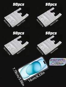 A Set Of 50 White Transparent Plastic Bags, Breakfast Bags, Disposable Food Packaging Bags, Supermarket Grocery Plastic Bags Suitable For Daily Use - transparent - View 2