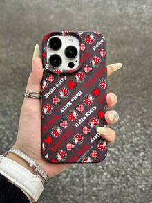 HELLO KITTY AND FRIENDS | SHEIN Hello Kitty 全角色與反派彩色貼紙拼貼印花皮革手機殼 防震防摔 全包覆保護殼 適用 iPhone 17 Pro Max 16 15 14 13 12 Pro Max Plus Y2K 復古美學 可愛少女風 Ins 高顏值手機殼 - 彩色 - 查看 3