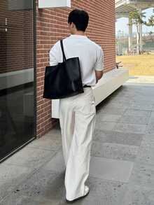 DAZY Top de punto blanco liso con media botonadura para hombre de verano - Blanco - Ver 2