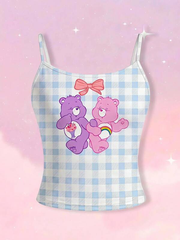 SHEIN X Care Bears Women's Plaid Print Casual Camisole Tank Top