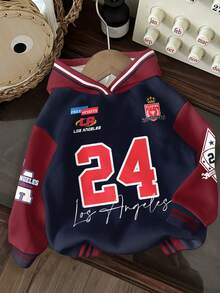 Divinelle 女款休閒美式復古連帽衛衣，女款秋冬服飾，美式學院風，拼色設計，街頭風，適合日常通勤、約會、聚會、秋冬、夏季、聖誕節、新年、感恩節、派對、婚禮、海灘、畢業典禮，優雅休閒外出穿搭 - 彩色 - 查看 5
