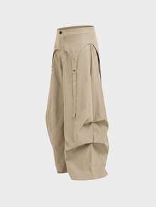 AXEPEAK Men's Fashion Solid Color Wide Leg Pants - Khaki - View 4
