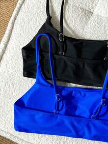 Swim Basics 女款純色海灘度假泳衣上衣 - 彩色 - 查看 4