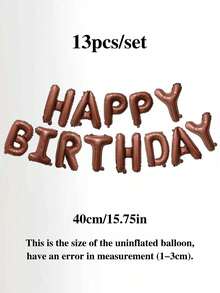MINKOJA 1件/13件組 16英吋 Happy Birthday 字母氣球橫幅，黑色、銀色、白色、棕色、奶油色多巴胺配色可選，主題生日裝飾，男女通用生日派對裝飾，居家派對背景房間佈置（含吹氣管與繩子） - Brown - 查看 7