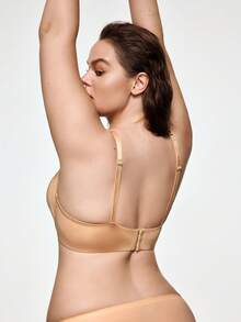 SHAPORA 3pcs Plus Size Premium Apricot Underwire Push-Up 3-Row Hook & Eye Side-Smoothing Bra Lingerie For Women - Multicolor - View 3
