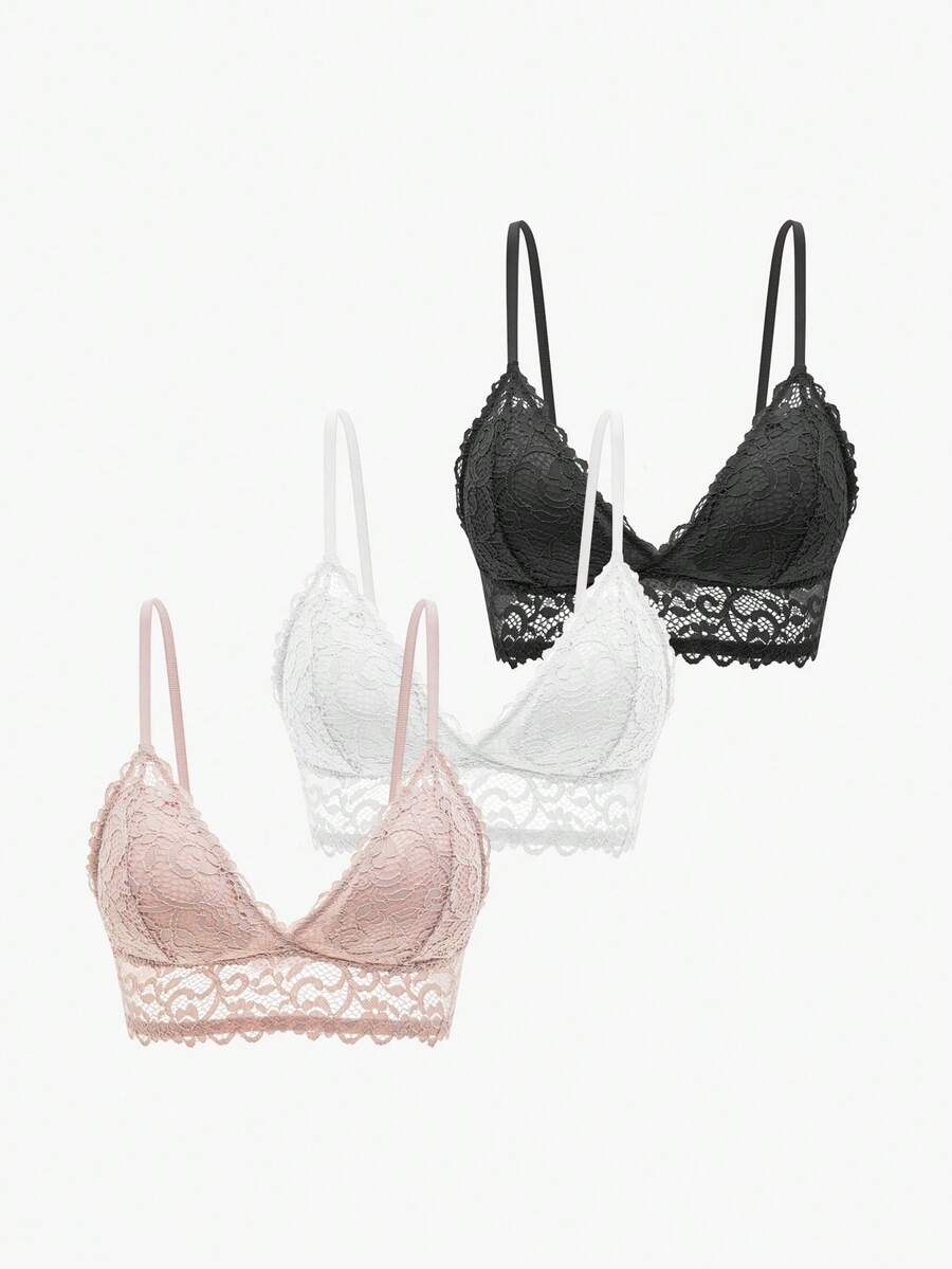 Bisouelle 3pack Floral Lace Bralette Set Lingeriefor Summerfor Summer - Multicolor - View 1