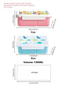 SHEIN 1Pc Cute Lunch Box ,1300ml Leak Proof Lunch Box Containers For Kids,AdultsSchool Supplies,Back To School - Blue - View 12