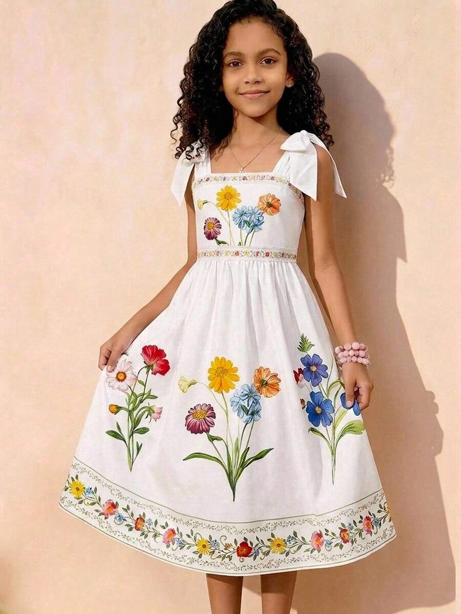 Travachic KIDS Tween Girl Travachic 春夏優雅印花洋裝,夏季 - 彩色 - 查看 1