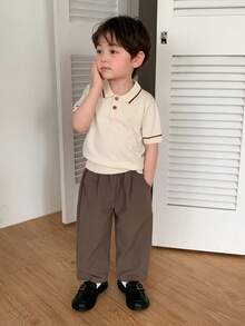 DAZY Infant Boy Solid Color Loose Fit Versatile All-Season Korean Style Bottoms Summer Toddler - Brown - View 1