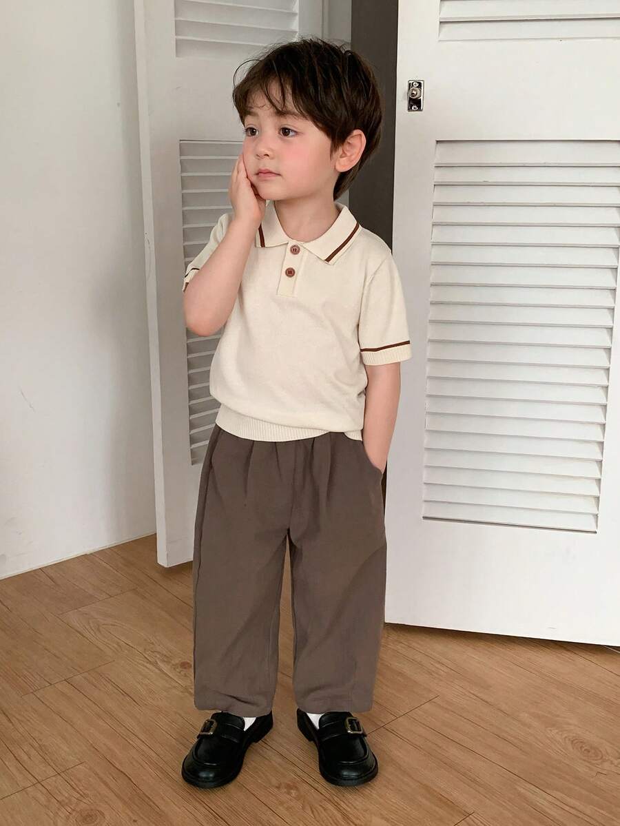 DAZY Infant Boy Solid Color Loose Fit Versatile All-Season Korean Style Bottoms Summer Toddler - Brown - View 1