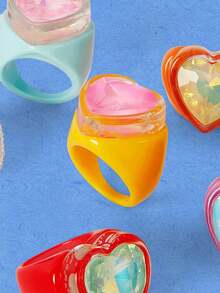Popjeli 1 Cincin Resin Cinta Berwarna-warni, Perhiasan Musim Panas yang Lucu dan Menawan untuk Wanita dan Anak Perempuan, Cocok untuk Ditumpuk di Pantai dan Tepi Laut. - Berapa harganya? - View 6