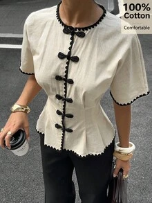 Women Blouses & Shirts - 杏色 - 查看 4