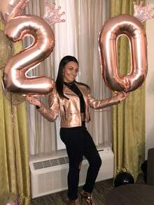 POKOJA LAND 2pcs 32-Inch Rose Gold Champagne Gold Number Balloons + Mini Crown Balloon For Birthday Wedding Anniversary Bachelor Party Graduation Back To School Window Display Decoration - 32 inch Number+Crown - View 3
