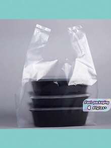 A Set Of 50 White Transparent Plastic Bags, Breakfast Bags, Disposable Food Packaging Bags, Supermarket Grocery Plastic Bags Suitable For Daily Use - transparent - View 1