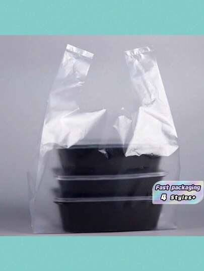 A Set Of 50 White Transparent Plastic Bags, Breakfast Bags, Disposable Food Packaging Bags, Supermarket Grocery Plastic Bags Suitable For Daily Use