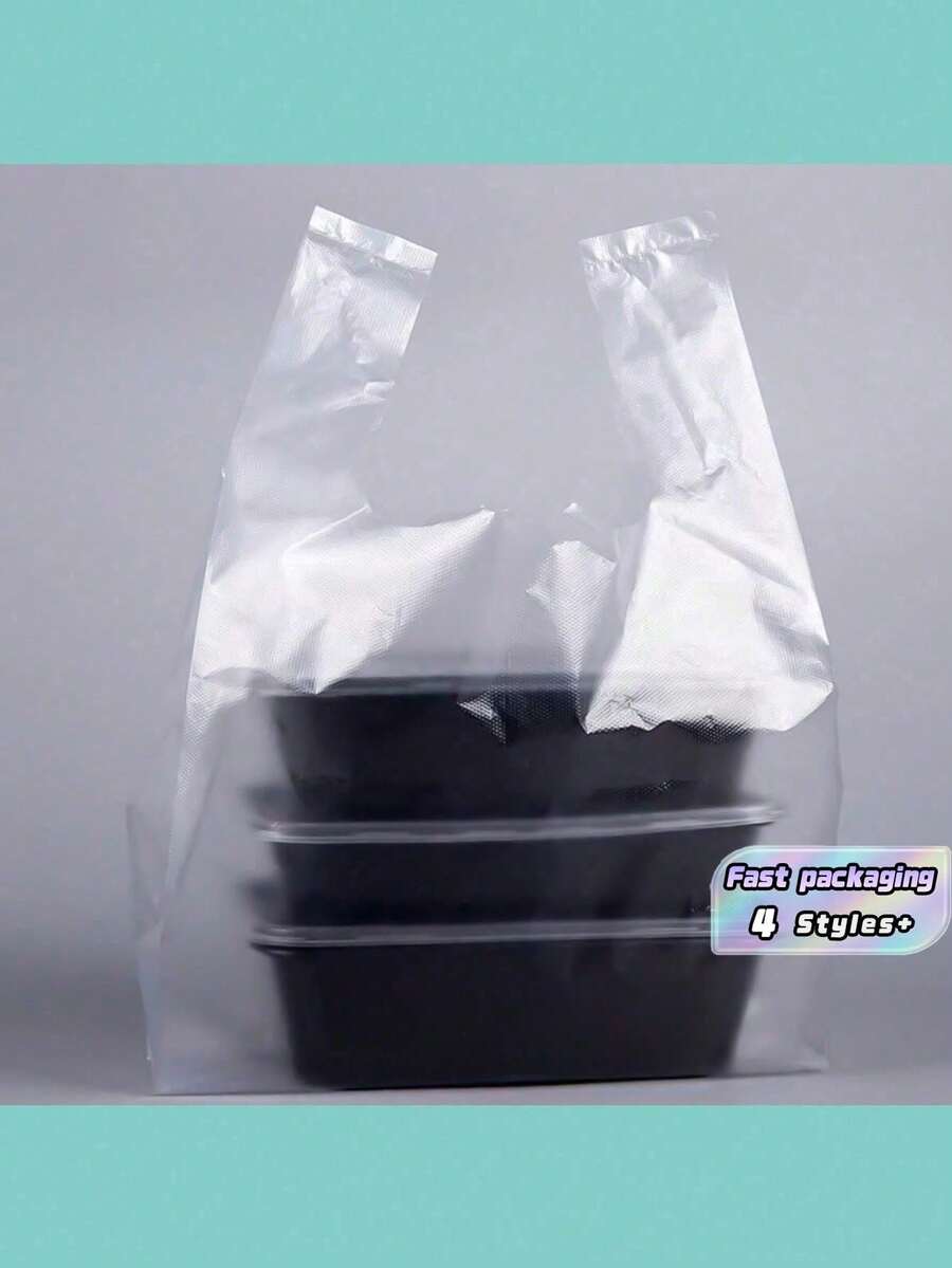 A Set Of 50 White Transparent Plastic Bags, Breakfast Bags, Disposable Food Packaging Bags, Supermarket Grocery Plastic Bags Suitable For Daily Use - transparent - View 1