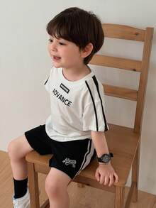 DAZY Baby Boy Round Neck Striped Short Sleeve T-Shirt And Shorts 2 Pieces Set Summer Toddler - White - View 7