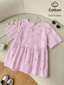 SHEIN LUNE Damen Große Größen Weiß Kurzarm Lässig Fairycore Süß Kawaii Hemd Geburtstag Business Urlaub Brunch Abendessen Büro Sommer - Pink - Übersicht 9