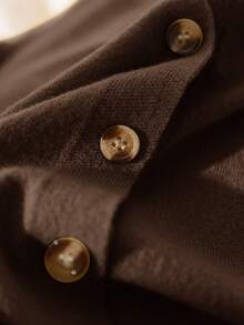 CosyJoli Cardigan de mujer talla grande casual versátil de unicolor que combina con todo - Café integral - Ver 14