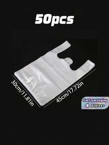 A Set Of 50 White Transparent Plastic Bags, Breakfast Bags, Disposable Food Packaging Bags, Supermarket Grocery Plastic Bags Suitable For Daily Use - transparent - View 14