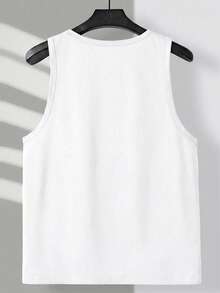VIVINTIMO Camiseta sin mangas casual de vacaciones para hombre con estampado de árbol de coco - Blanco - Ver 4