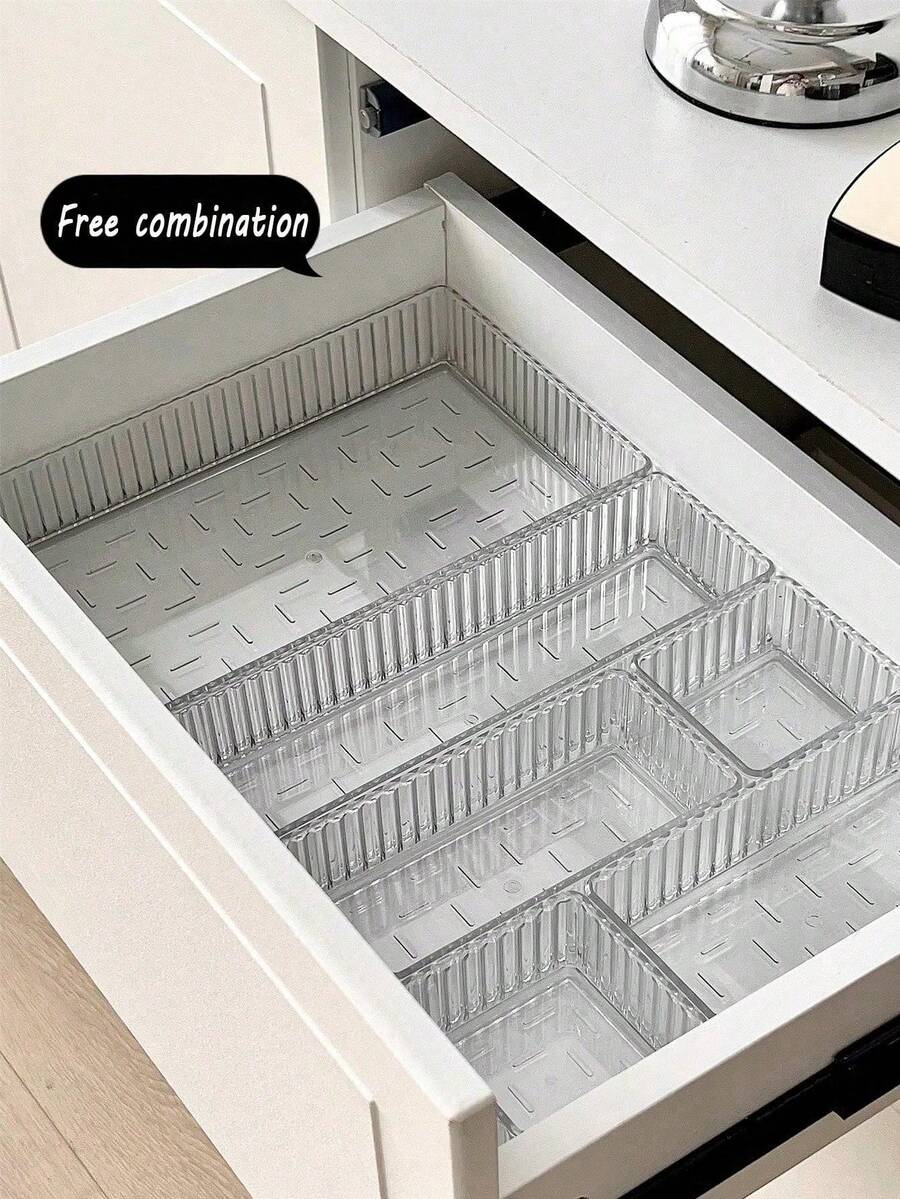 1/2/5/7/10/11PCS Multi-Functional Transparent Plastic Drawer Storage Box Set, Cosmetic Vanity Organizer For Bathroom, Multiple Sizes For Home Bedroom, Holiday Gift For Girlfriend