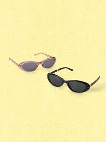Popjeli Y2K Retro Sweet And Cool Wind Transparent Cat Eye Glasses, Metal Temple Design, Daily Versatile Commuting Fashion - Multicolor - View 4