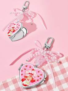 Strawberry Shortcake X SHEIN 時尚鋅合金銀色鑰匙圈 奢華精緻包包吊飾 仿珍珠吊墜 紀念品 收藏品 適合禮物、錢包、書包、背包、汽車配件，心形掛鉤 - 彩色 - 查看 5