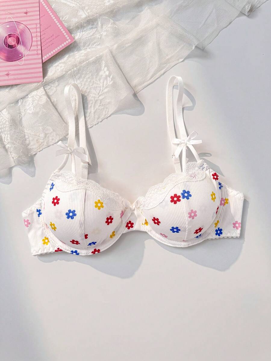 PetitDoll Digital Print Lace Patchwork Sweet Minimalist Women's Lingerie - Multicolor - View 1