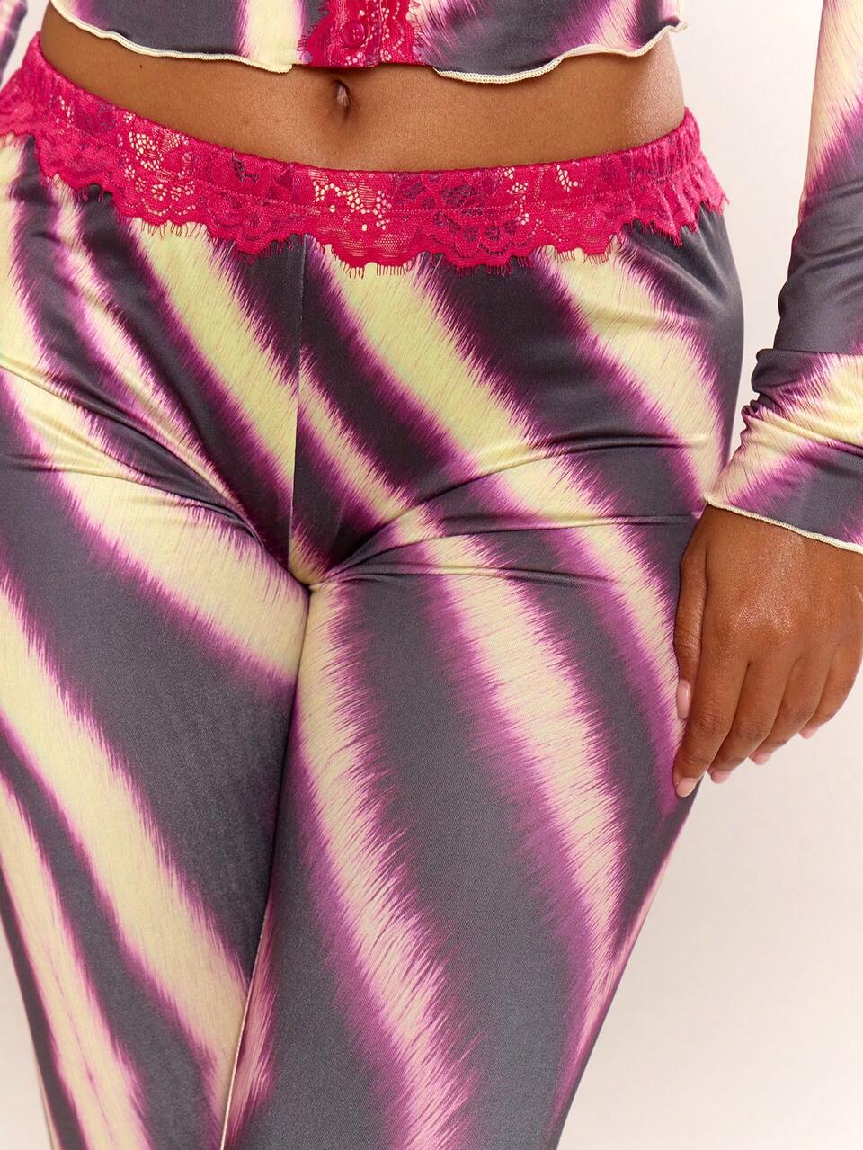 Zebra Printed Lace Trim Capri Legging Sold Seperately Spring Summer Festival Ibiza Holiday Y2K Vintage