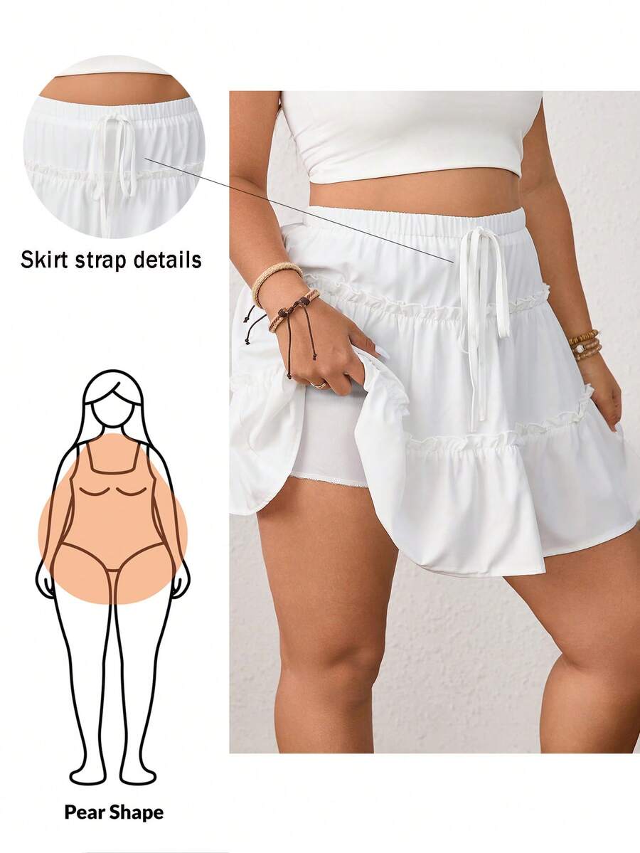 Shapeblank 女士加大號雙層白色裙裝打底褲，防走光