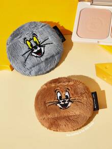 TOM & JERRY X SHEIN Cartoon Cat & Mouse Plush Powder Puff, Fluffy Makeup Puff For Loose Powder, Setting Powder & Compact Powder, Gentle On Skin, Ideal For Daily Makeup & Travel - Brown - View 5