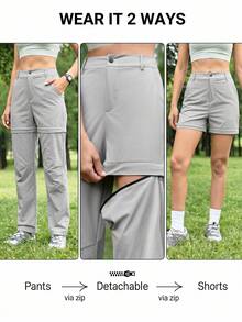 In My Nature Women's High Waist Detachable Design Loose Hiking Pants - Light Grey - View 4