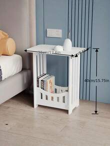 Practical Storage Rack - Modern Scandinavian Style White Wooden Storage Table, Multifunctional Tiered Shelf, Easy To Assemble, Suitable For Bedroom And Living Room Decor, Simple Design Bookshelf | Multifunctional Shelf - All Seasons, Practical Home Essential - White - View 9