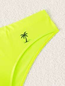 ZELFYO Bañador tipo slip para hombre con estampado de palmeras para vacaciones en la playa - Amarillo - Ver 6