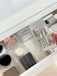 1/2/5/7/10/11PCS Multi-Functional Transparent Plastic Drawer Storage Box Set, Cosmetic Vanity Organizer For Bathroom, Multiple Sizes For Home Bedroom, Holiday Gift For Girlfriend - Clear - View 6